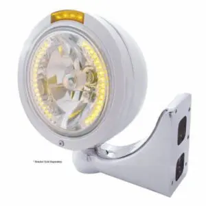 STAINLESS STEEL BULLET CLASSIC HEADLIGHT H4 WITH AMBER LED & SIGNAL